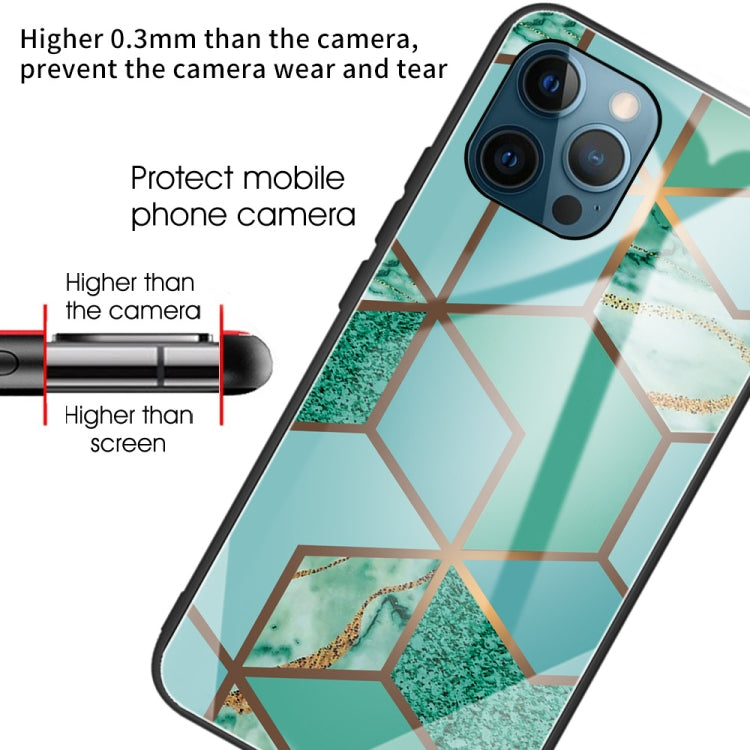 For iPhone 13 Pro Max Abstract Marble Pattern Glass Protective Case
