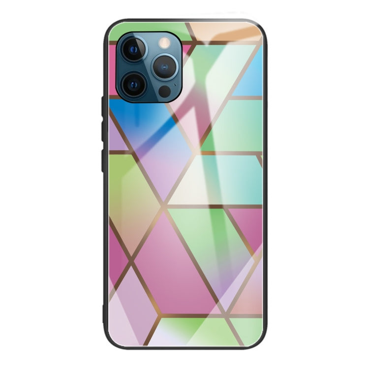 For iPhone 13 Pro Max Abstract Marble Pattern Glass Protective Case