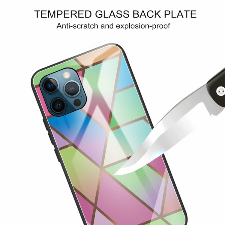 For iPhone 13 Pro Max Abstract Marble Pattern Glass Protective Case