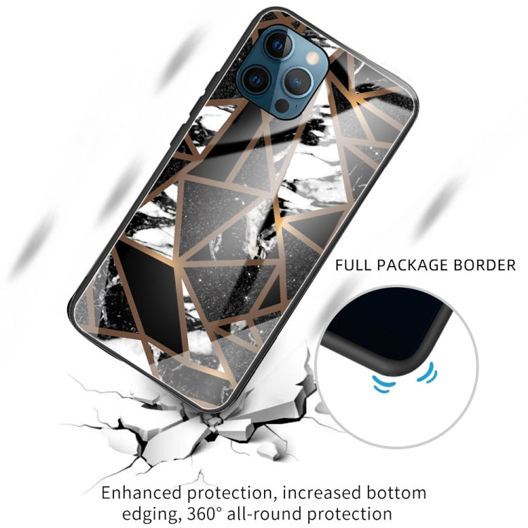 For iPhone 13 Pro Max Abstract Marble Pattern Glass Protective Case