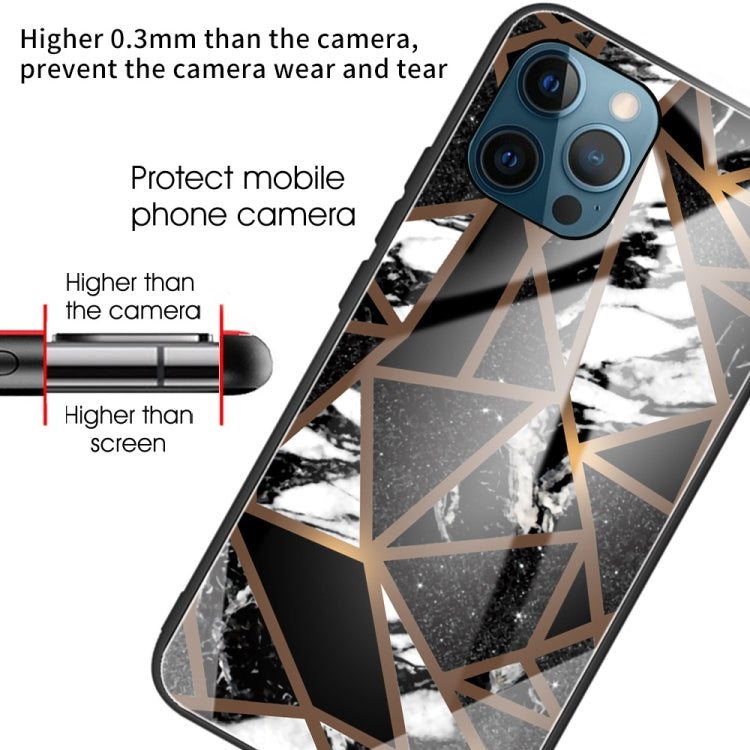 For iPhone 13 Pro Max Abstract Marble Pattern Glass Protective Case