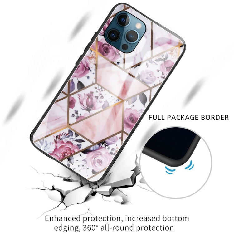 For iPhone 13 Pro Max Abstract Marble Pattern Glass Protective Case