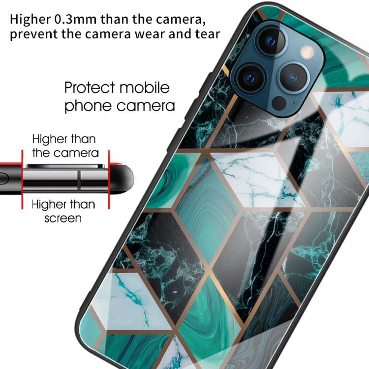 For iPhone 13 Pro Max Abstract Marble Pattern Glass Protective Case