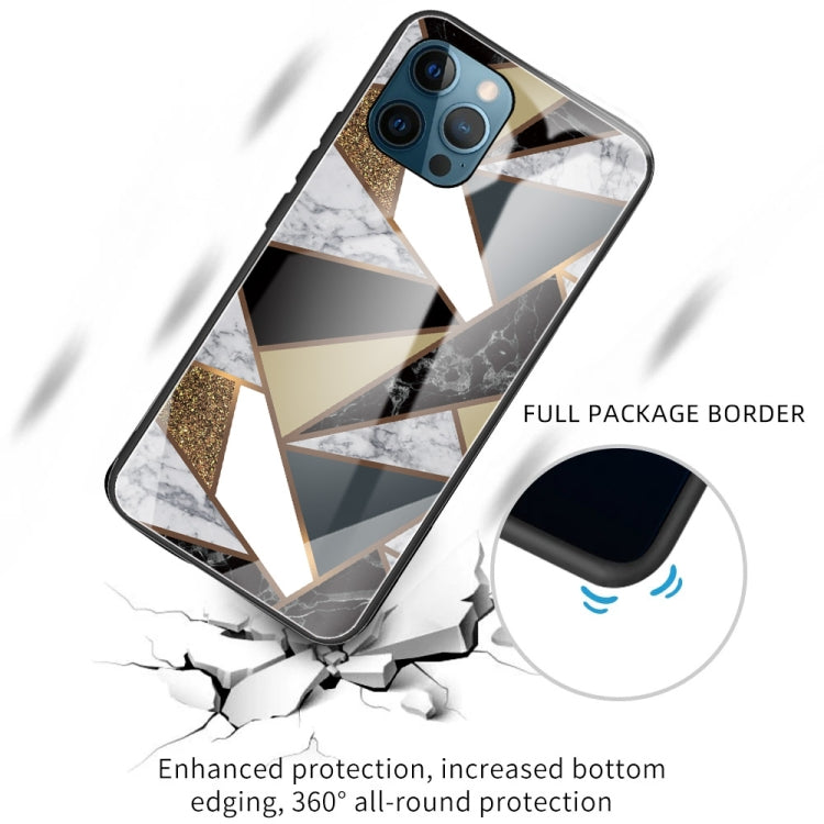 For iPhone 13 Pro Max Abstract Marble Pattern Glass Protective Case