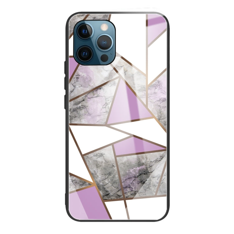 For iPhone 13 Pro Max Abstract Marble Pattern Glass Protective Case