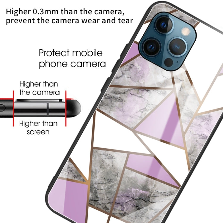 For iPhone 13 Pro Max Abstract Marble Pattern Glass Protective Case