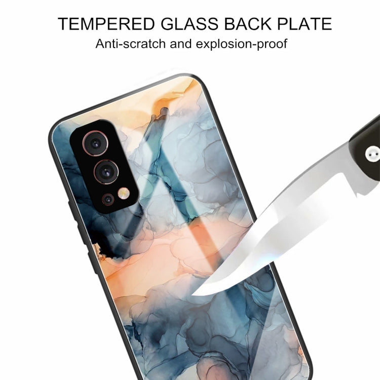 Abstract Marble Pattern Glass Protective Case For OnePlus Nord 2 5G