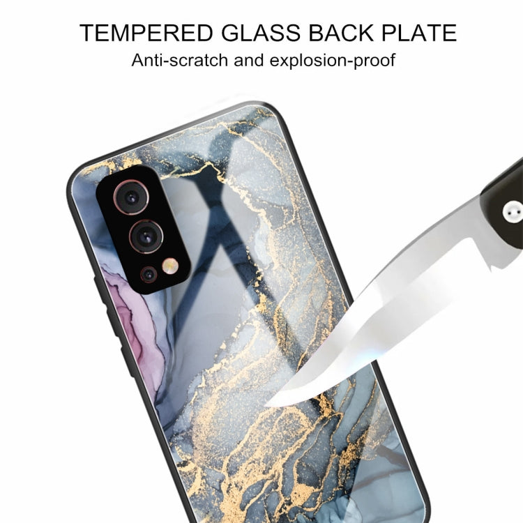 Abstract Marble Pattern Glass Protective Case For OnePlus Nord 2 5G