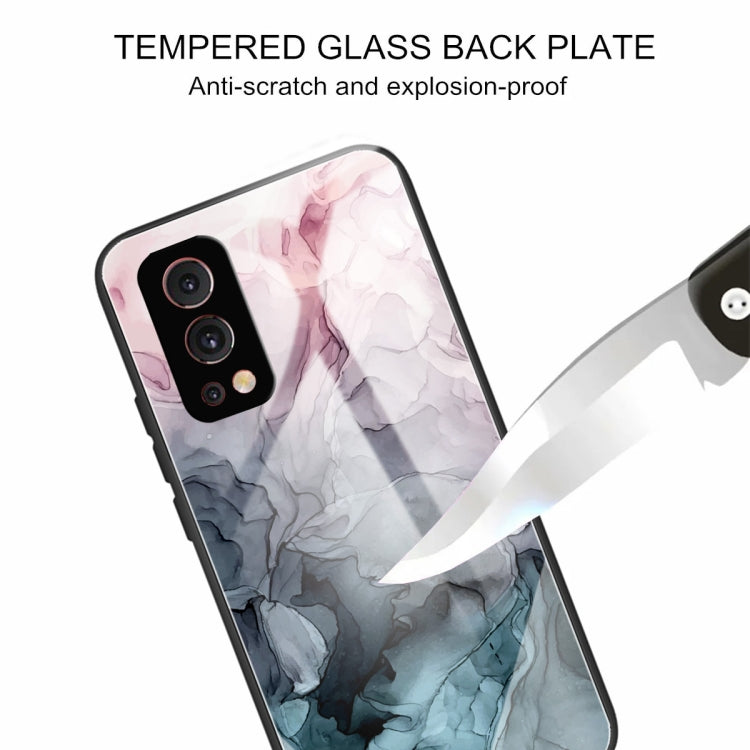 Abstract Marble Pattern Glass Protective Case For OnePlus Nord 2 5G