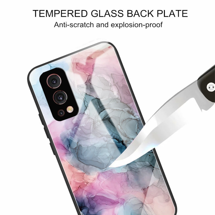 Abstract Marble Pattern Glass Protective Case For OnePlus Nord 2 5G