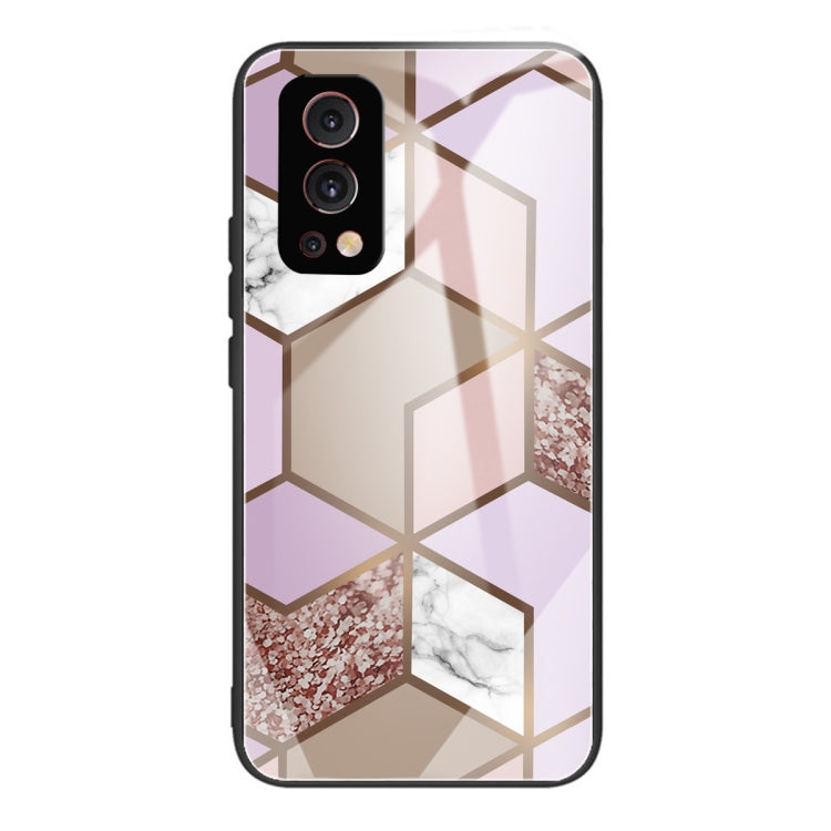 Abstract Marble Pattern Glass Protective Case For OnePlus Nord 2 5G