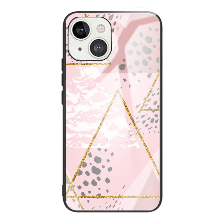 For iPhone 13 Marble Tempered Glass Back Cover TPU Border Case