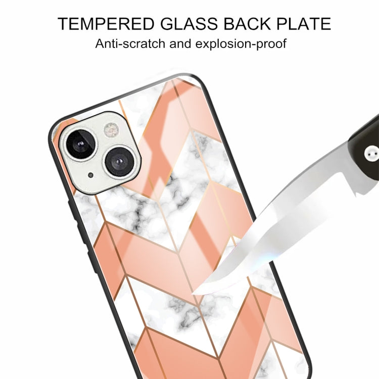For iPhone 13 Marble Tempered Glass Back Cover TPU Border Case