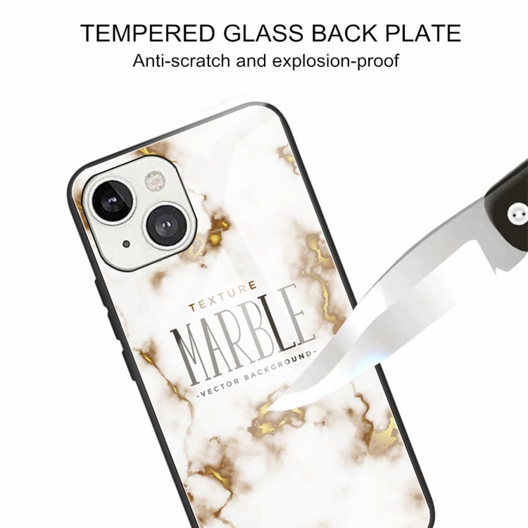 For iPhone 13 Marble Tempered Glass Back Cover TPU Border Case