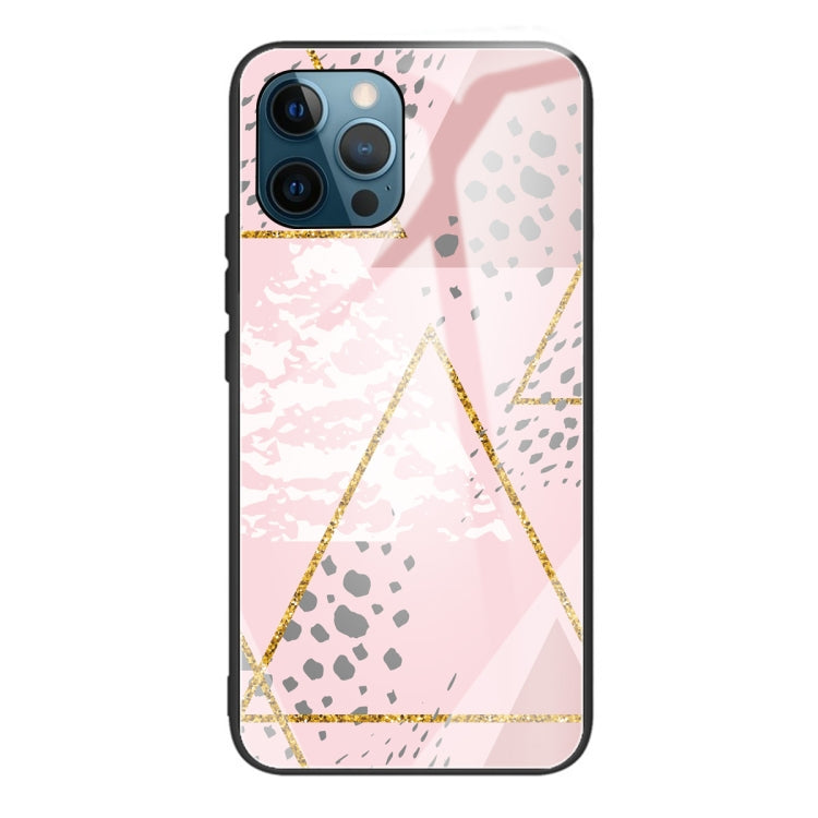 For iPhone 13 Pro Marble Tempered Glass Back Cover TPU Border Case