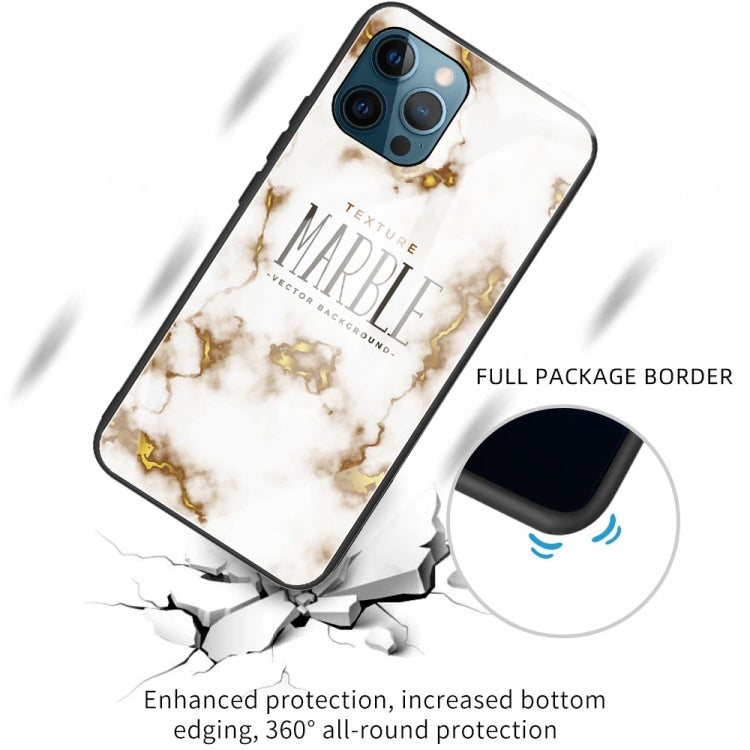 For iPhone 13 Pro Max Marble Tempered Glass Back Cover TPU Border Case