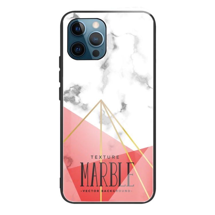 For iPhone 13 Pro Max Marble Tempered Glass Back Cover TPU Border Case