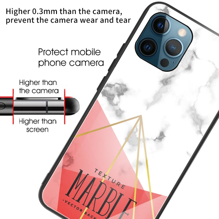 For iPhone 13 Pro Max Marble Tempered Glass Back Cover TPU Border Case