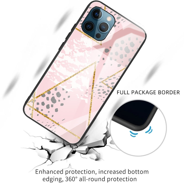 For iPhone 13 Pro Max Marble Tempered Glass Back Cover TPU Border Case