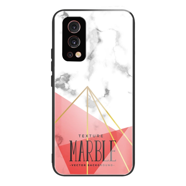 Marble Tempered Glass Back Cover TPU Border Case For OnePlus Nord 2 5G