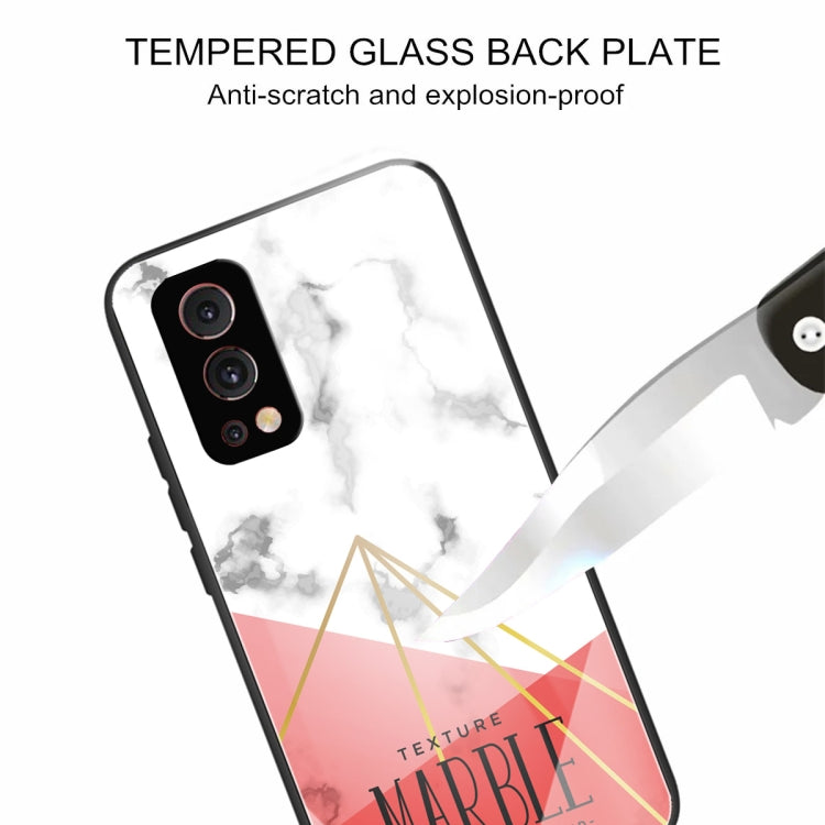 Marble Tempered Glass Back Cover TPU Border Case For OnePlus Nord 2 5G