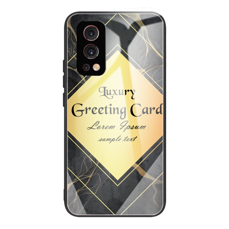 Marble Tempered Glass Back Cover TPU Border Case For OnePlus Nord 2 5G