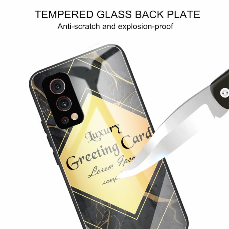 Marble Tempered Glass Back Cover TPU Border Case For OnePlus Nord 2 5G