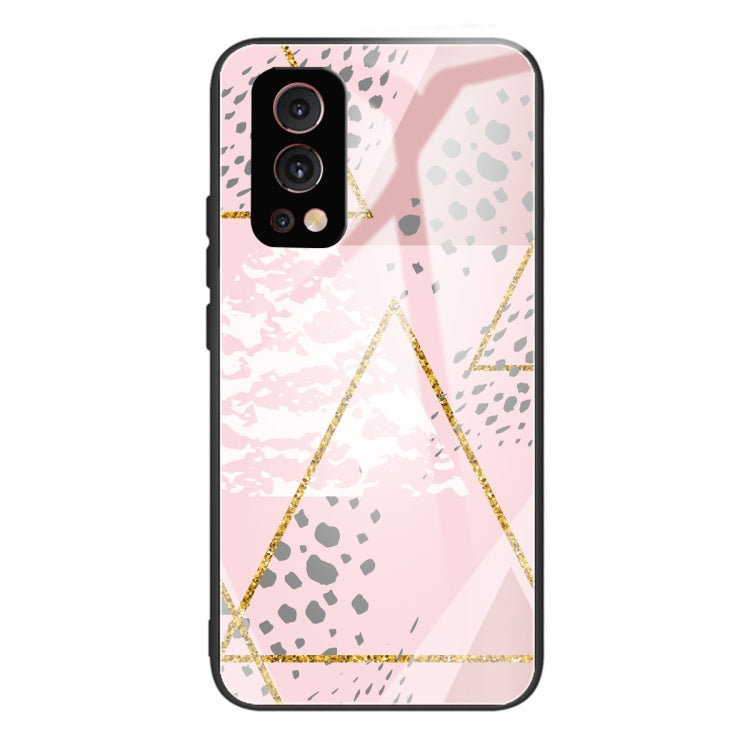 Marble Tempered Glass Back Cover TPU Border Case For OnePlus Nord 2 5G