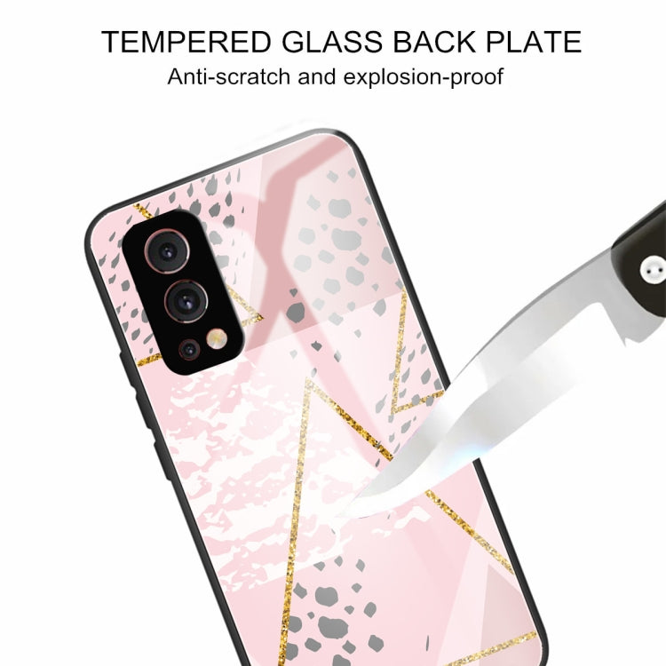 Marble Tempered Glass Back Cover TPU Border Case For OnePlus Nord 2 5G