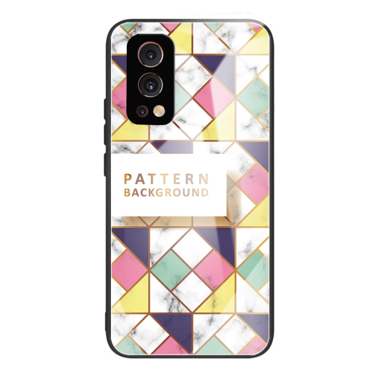 Marble Tempered Glass Back Cover TPU Border Case For OnePlus Nord 2 5G