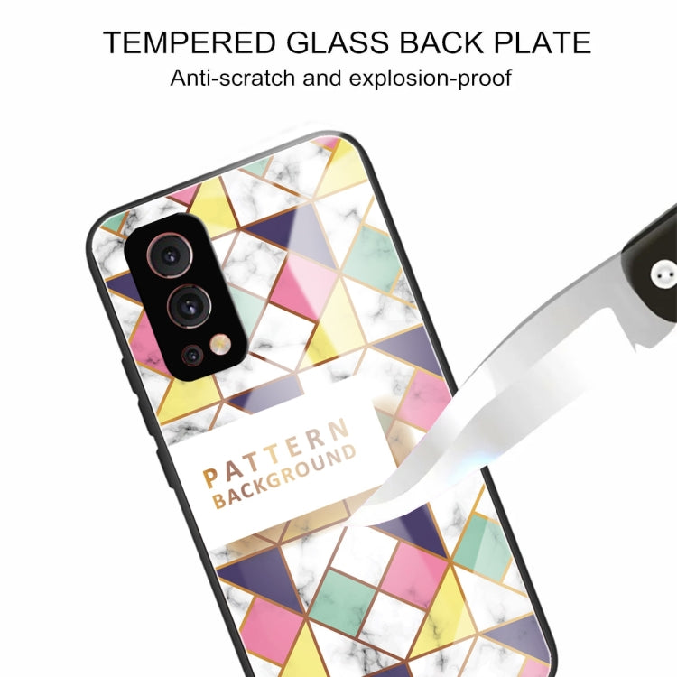 Marble Tempered Glass Back Cover TPU Border Case For OnePlus Nord 2 5G