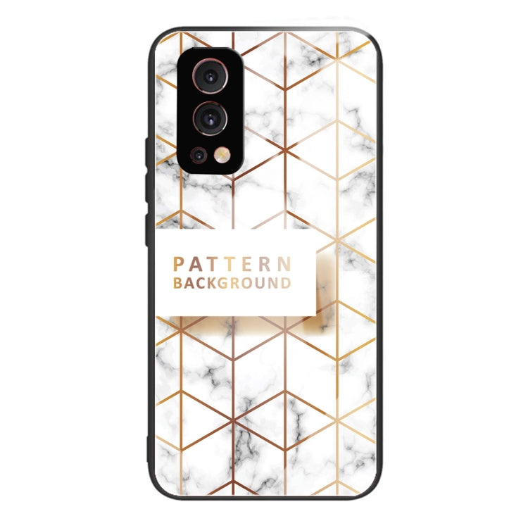 Marble Tempered Glass Back Cover TPU Border Case For OnePlus Nord 2 5G