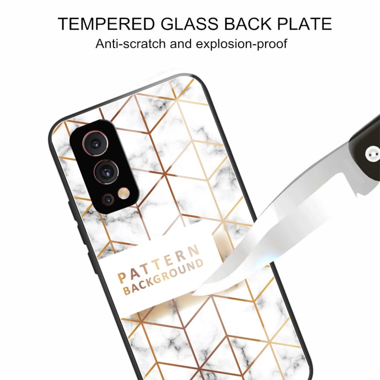 Marble Tempered Glass Back Cover TPU Border Case For OnePlus Nord 2 5G