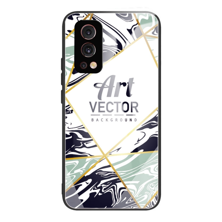 Marble Tempered Glass Back Cover TPU Border Case For OnePlus Nord 2 5G