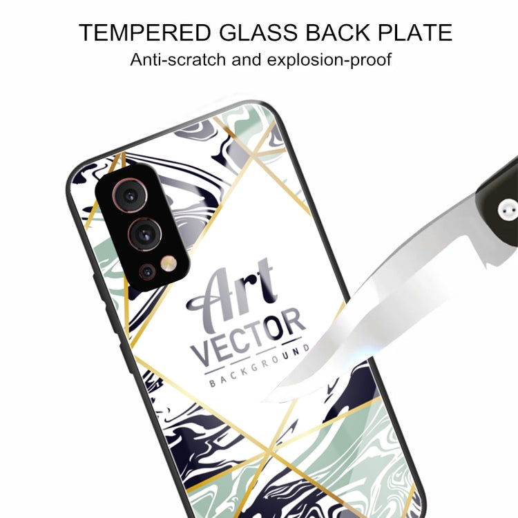 Marble Tempered Glass Back Cover TPU Border Case For OnePlus Nord 2 5G