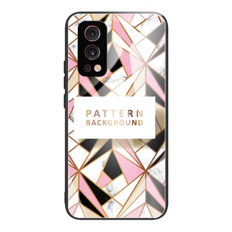 Marble Tempered Glass Back Cover TPU Border Case For OnePlus Nord 2 5G