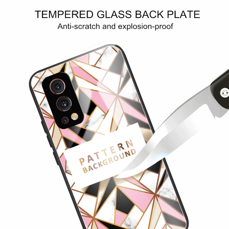 Marble Tempered Glass Back Cover TPU Border Case For OnePlus Nord 2 5G