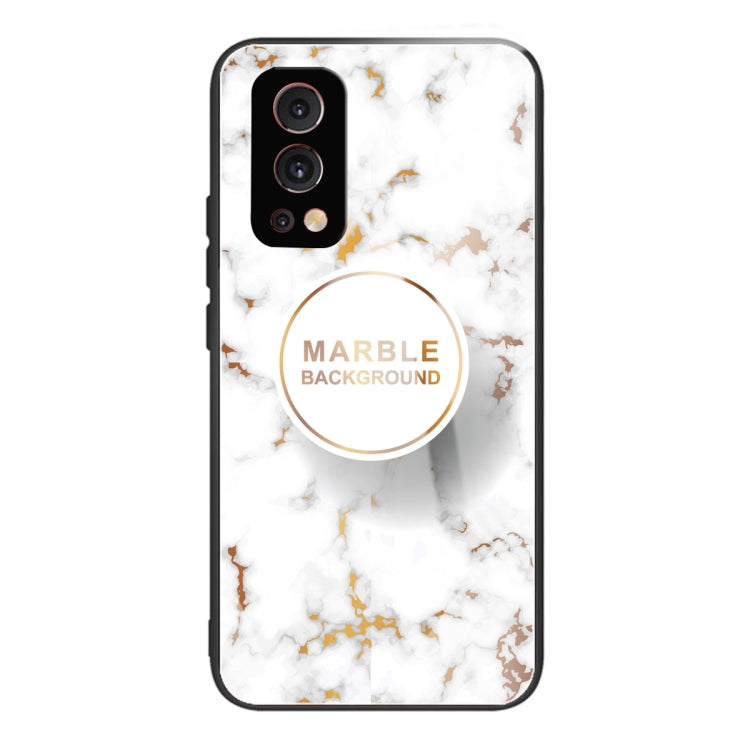 Marble Tempered Glass Back Cover TPU Border Case For OnePlus Nord 2 5G