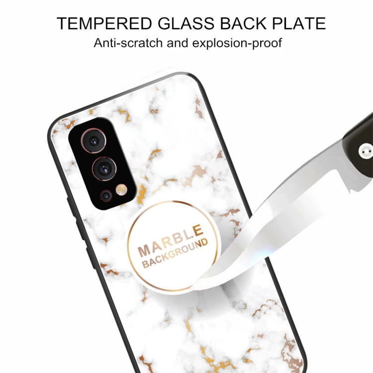 Marble Tempered Glass Back Cover TPU Border Case For OnePlus Nord 2 5G