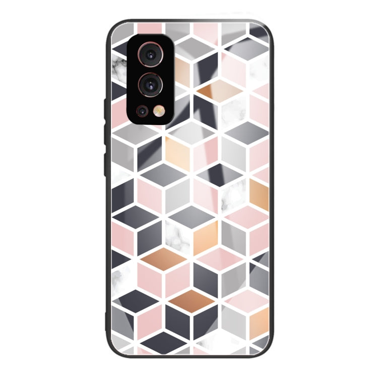 Marble Tempered Glass Back Cover TPU Border Case For OnePlus Nord 2 5G