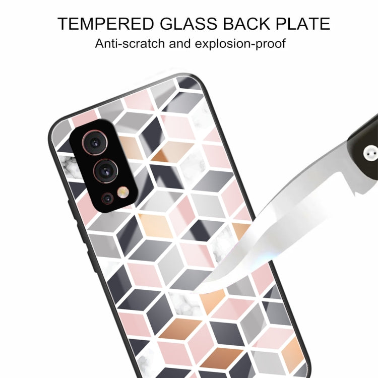 Marble Tempered Glass Back Cover TPU Border Case For OnePlus Nord 2 5G