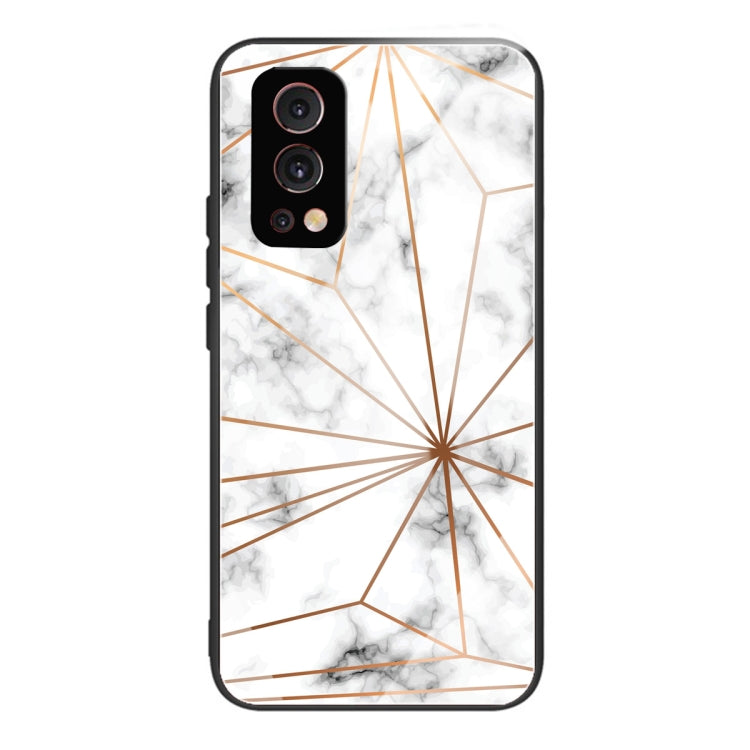 Marble Tempered Glass Back Cover TPU Border Case For OnePlus Nord 2 5G
