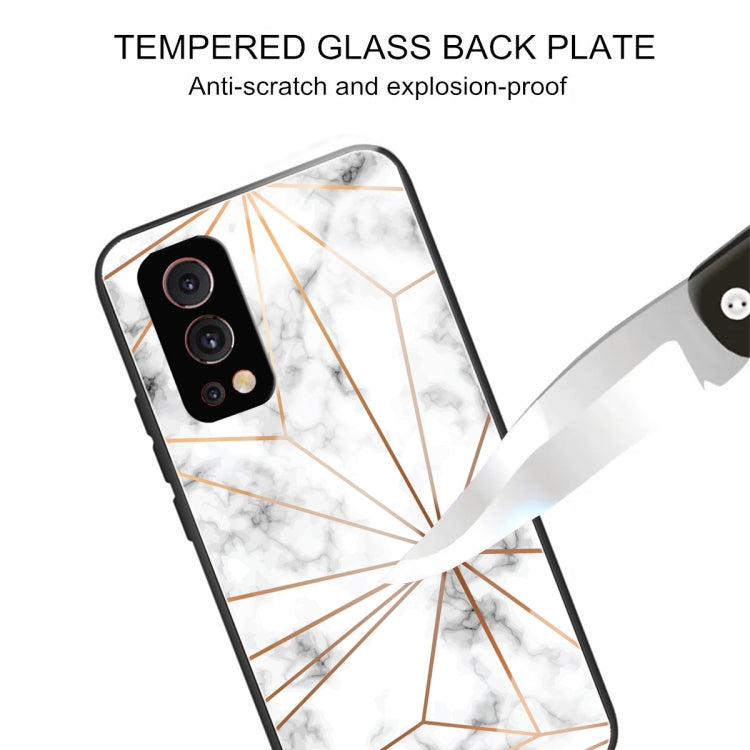 Marble Tempered Glass Back Cover TPU Border Case For OnePlus Nord 2 5G