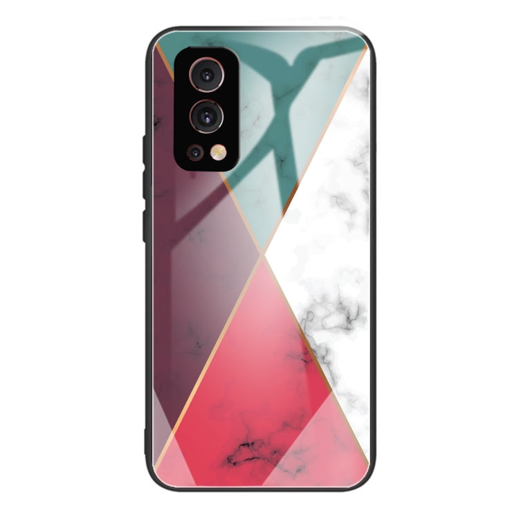 Marble Tempered Glass Back Cover TPU Border Case For OnePlus Nord 2 5G