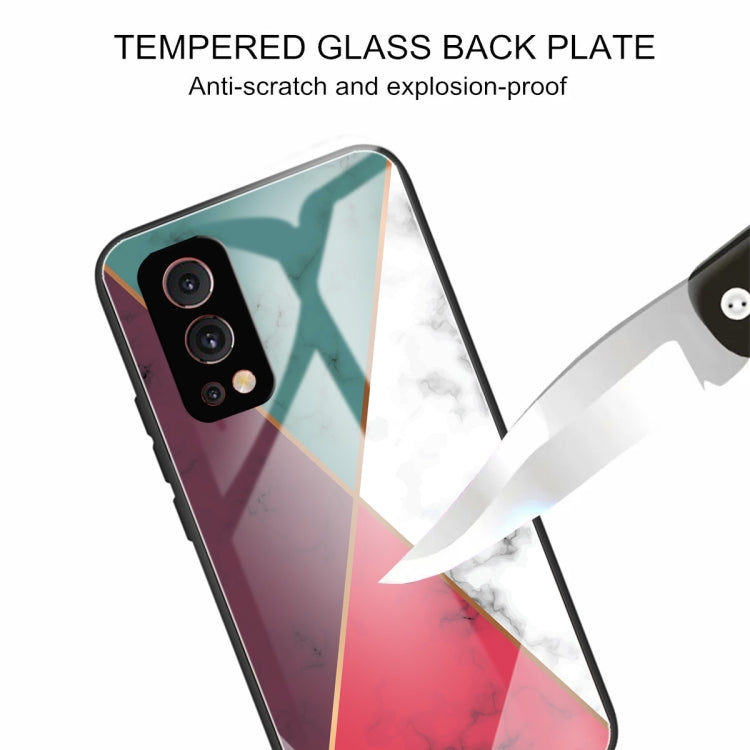 Marble Tempered Glass Back Cover TPU Border Case For OnePlus Nord 2 5G