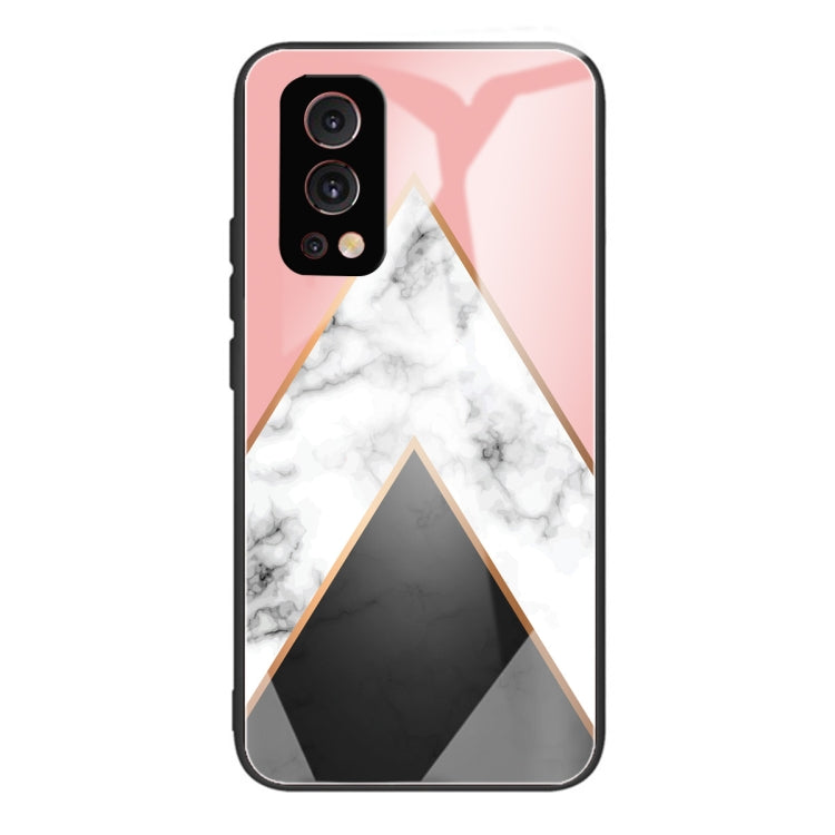 Marble Tempered Glass Back Cover TPU Border Case For OnePlus Nord 2 5G
