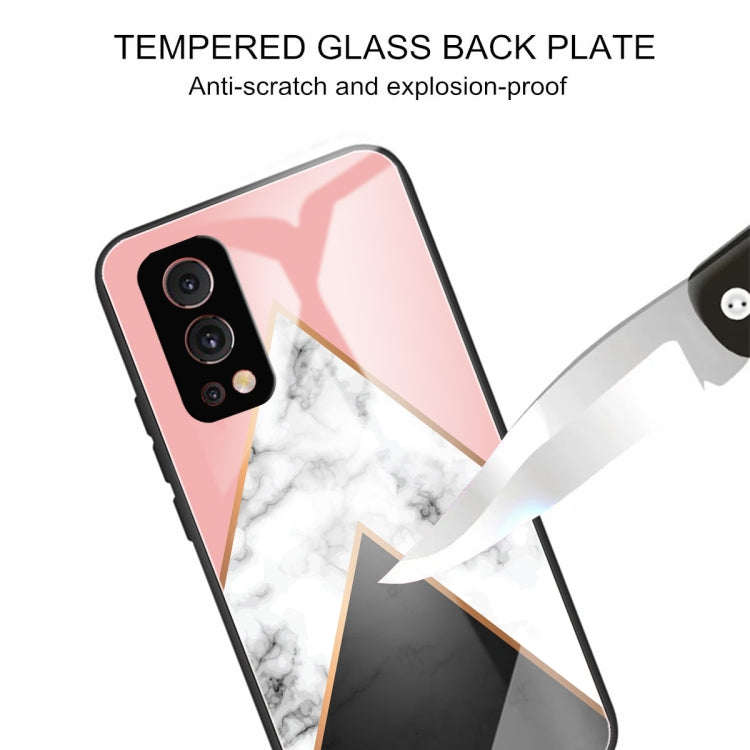 Marble Tempered Glass Back Cover TPU Border Case For OnePlus Nord 2 5G