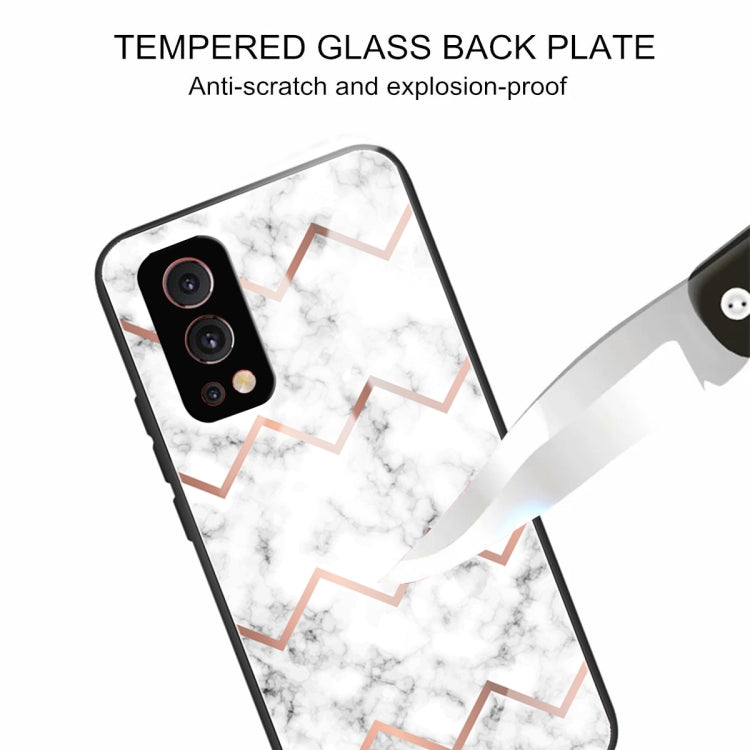 Marble Tempered Glass Back Cover TPU Border Case For OnePlus Nord 2 5G