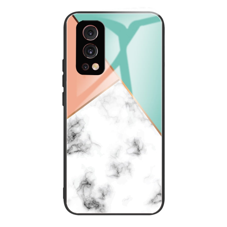 Marble Tempered Glass Back Cover TPU Border Case For OnePlus Nord 2 5G