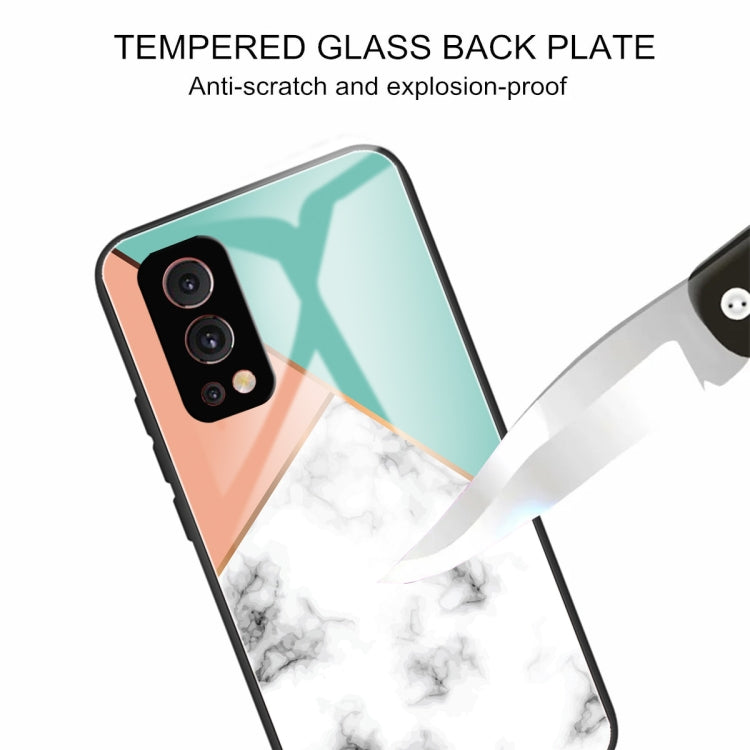Marble Tempered Glass Back Cover TPU Border Case For OnePlus Nord 2 5G